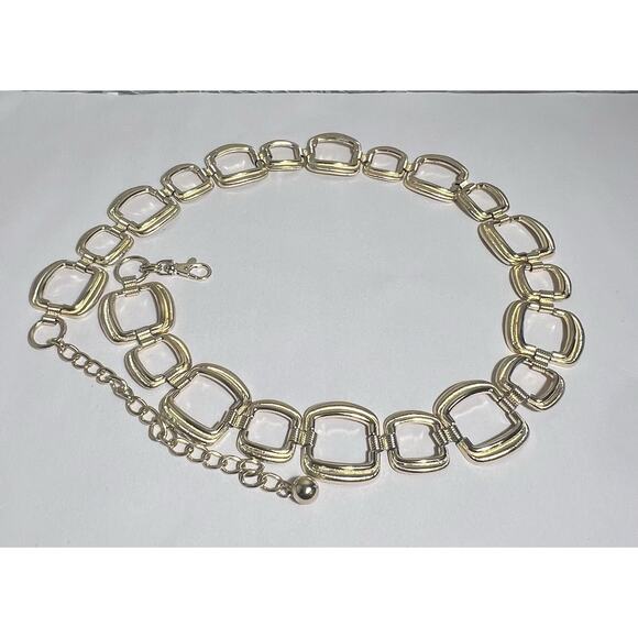 Gold Toned Metal Square Chain Link Belt - Picture 1 of 5